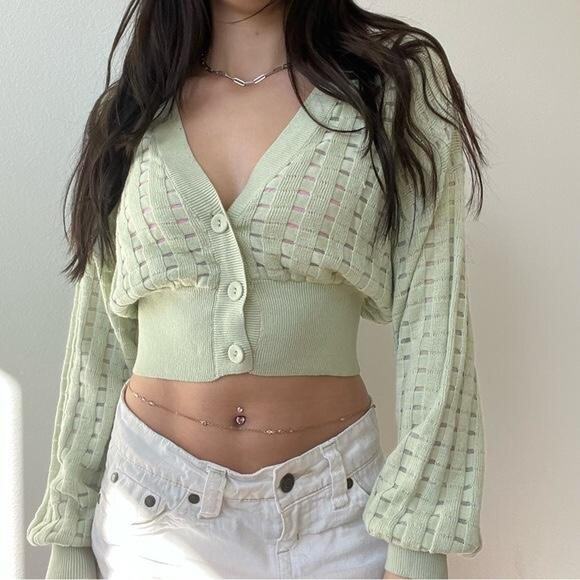 Forever 21 Sweaters - Mint green cropped sweater